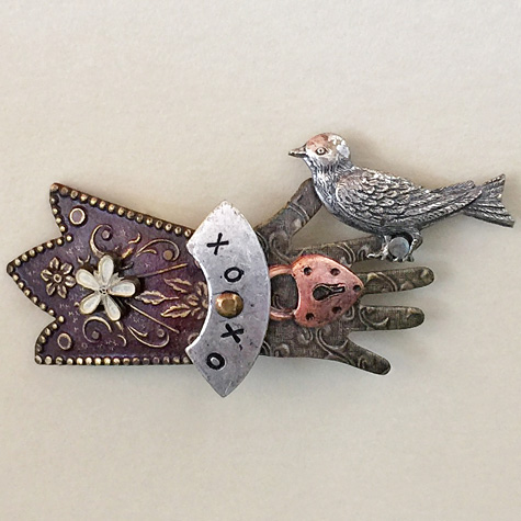 The Fat Finch Boutique for Bird Lovers | Bird Jewelry | Bird in the Hand Pin by Mullanium Jewelry