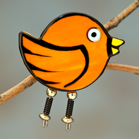 The Fat Finch Boutique for Bird Lovers | Orange Chick Pin by Sean Brown Jewelry