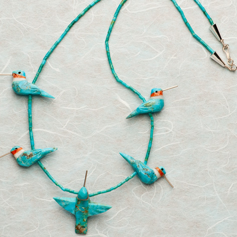 The Fat Finch Boutique for Bird Lovers | Bird Jewelry | Turquoise Hummingbird Necklace by Matt Mitchell