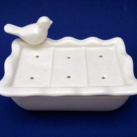 The Fat Finch Boutique for Bird Lovers | Soap Dish with Perching Bird
