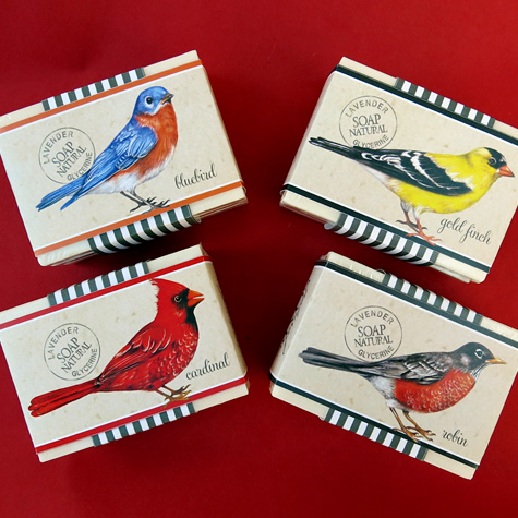 The Fat Finch Boutique for Bird Lovers | Lavendar Scented Songbirds Natural Glycerine Soaps by Mary Lake Thompson