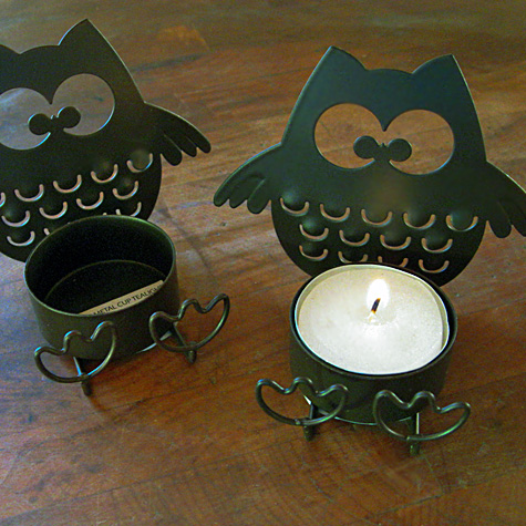 The Fat Finch Boutique for Bird Lovers | Owl Tea Light Candle Holders