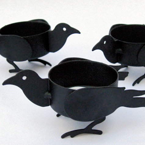 The Fat Finch Boutique for Bird Lovers | Raven Tea Light Candle Holders