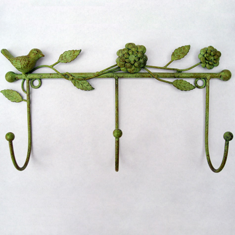 The Fat Finch Boutique for Bird Lovers | Metal Wall Hook with Perching Bird