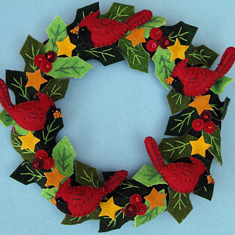The Fat Finch Boutique for Bird Lovers | Cardinals Felt Wreath