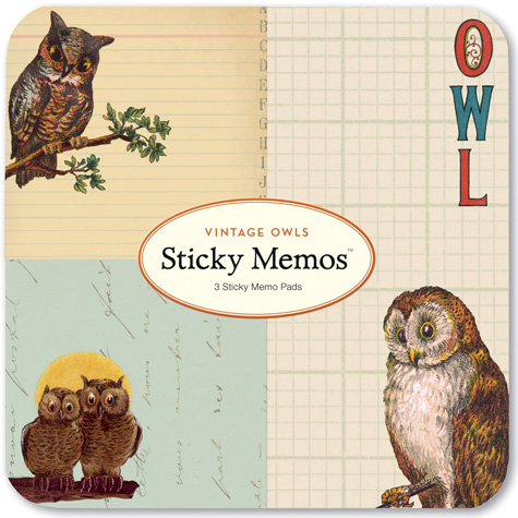 The Fat Finch Boutique for Bird Lovers | Cavallini & Company Owl Sticky Memo Notepads=