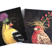 The Fat Finch Boutique for Bird Lovers | Kitchen and Dining | Songbirds in Hats Coasters