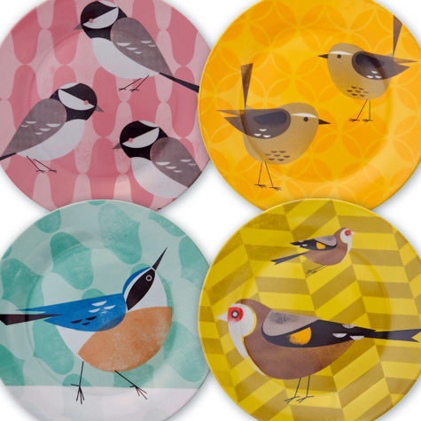 Chirpy Porcelain Dessert Plates from The Fat Finch Boutique for Bird Lovers