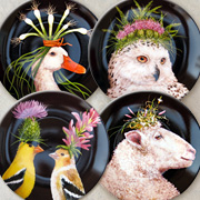 The Fat Finch Boutique for Bird Lovers | Wild and Wooly Dessert Plates by Vicki Sawyer
