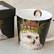 The Fat Finch Boutique for Bird Lovers | Porcelain Snowy Owl Mug by Vicki Sawyer