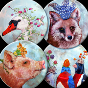The Fat Finch Boutique for Bird Lovers | Beatrice and Friends Dessert Plates by Vicki Sawyer