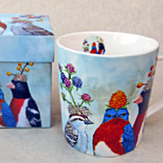 The Fat Finch Boutique for Bird Lovers | The Berry Festival Porcelain Mug by Vicki Sawyer