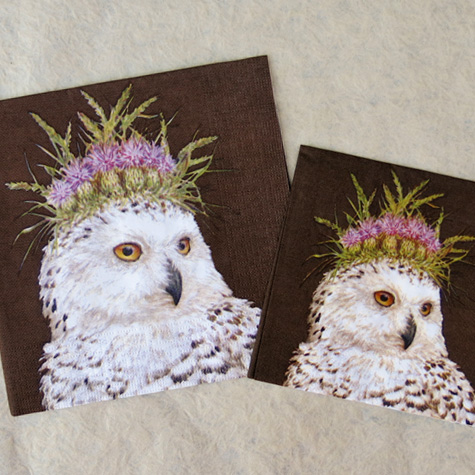 Vicki Sawyer Snowy Owl Napkins from The Fat Finch Boutique for Bird Lovers