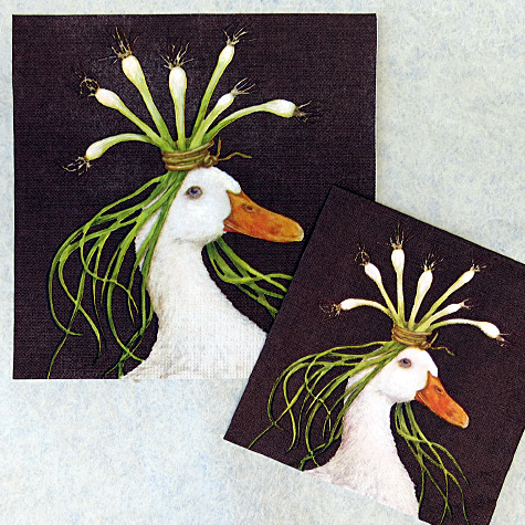 Vicki Sawyer Miranda the Goose Napkins from The Fat Finch Boutique for Bird Lovers