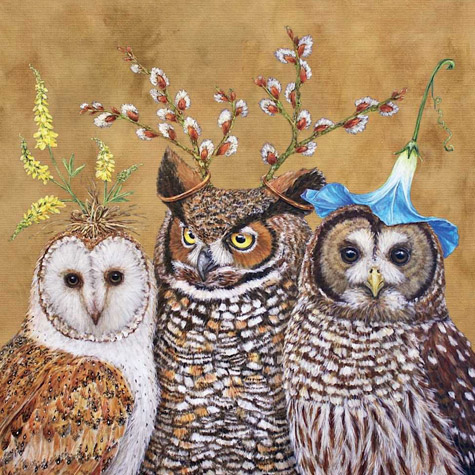 Owl Family Napkinsby Vicki Sawyer from The Fat Finch Boutique for Bird Lovers