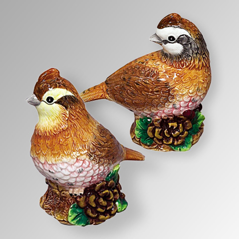 Ceramic Quail Salt and Pepper Set from the The Fat Finch Boutique for Bird Lovers