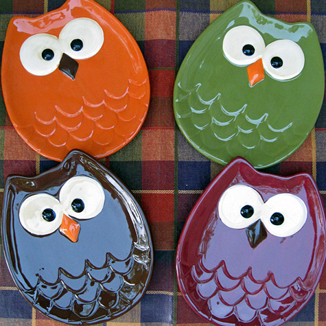 The Fat Finch Boutique for Bird Lovers | Owls Ceramic Appetizer Plates