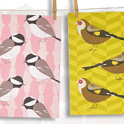 Chirpy Coal Tits and Goldfinches Tea Towels from The Fat Finch Boutique for Bird Lovers