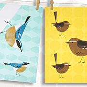 Owl and Fox Kitchen Dish Towels from The Fat Finch Boutique for Bird Lovers