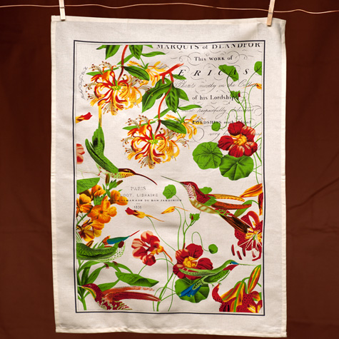 The Fat Finch Boutique for Bird Lovers | Flora Exotica Kitchen Towel — Hummingbirds