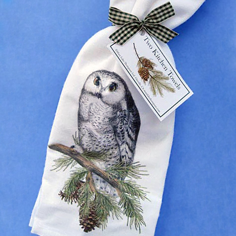 The Fat Finch Boutique for Bird Lovers | Mary Lake Thompson Snowy Owl Flour Sack Kitchen Towel