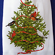 Amaryllis and Cardinal Dish Towel from The Fat Finch Boutique for Bird Lovers
