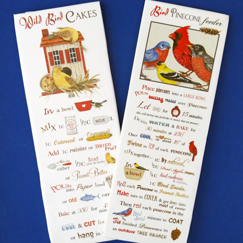 The Fat Finch Boutique for Bird Lovers | Bird Treat Recipe Flour Sack Towels by Mary Lake Thompson