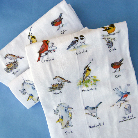 The Fat Finch Boutique for Bird Lovers | Spring Birds Flour Sack Kitchen Towel