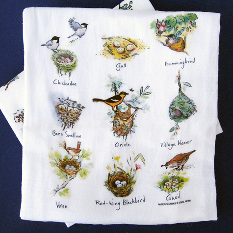 The Fat Finch Boutique for Bird Lovers | Birds and Nests Flour Sack Kitchen Towel
