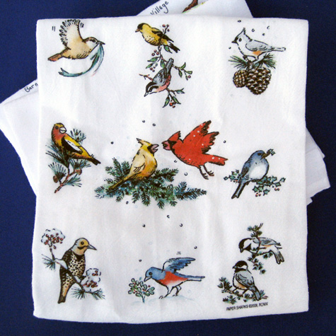 The Fat Finch Boutique for Bird Lovers | Winter Birds Flour Sack Kitchen Towel