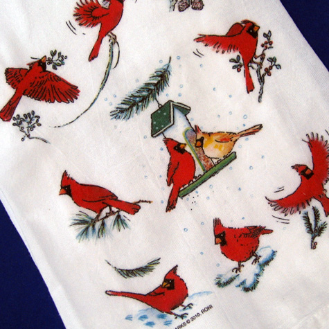 The Fat Finch Boutique for Bird Lovers | Winter Cardinals Flour Sack Kitchen Towel