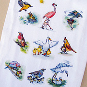 The Fat Finch Boutique for Bird Lovers | Mother and Baby Birds Flour Sack Kitchen Towel