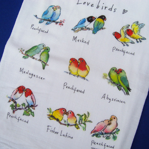 The Fat Finch Boutique for Bird Lovers | Lovebirds Flour Sack Kitchen Towel
