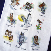 The Fat Finch Boutique for Bird Lovers | Owls Flour Sack Kitchen Towel