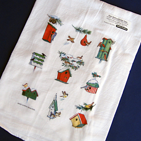 The Fat Finch Boutique for Bird Lovers | Winter Birdhouses Flour Sack Kitchen Towel