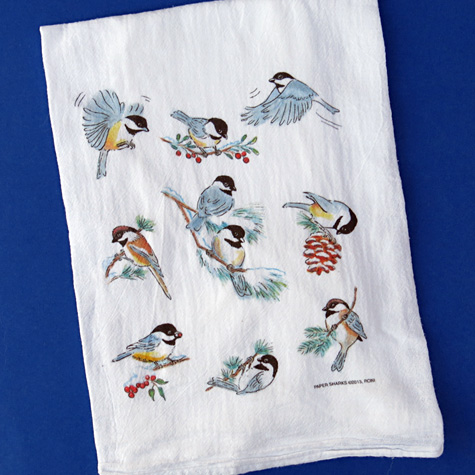 The Fat Finch Boutique for Bird Lovers | Chickadees Flour Sack Kitchen Towel