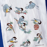 Chickadees Flour Sack Kitchen Towel from The Fat Finch Boutique for Bird Lovers