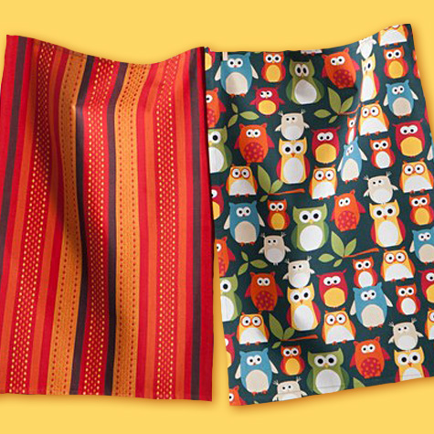Owl Harvest Colors Dish Towel Set from The Fat Finch Boutique for Bird Lovers