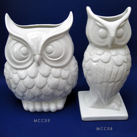 The Fat Finch Boutique for Bird Lovers | Porcelain Owl Vases 